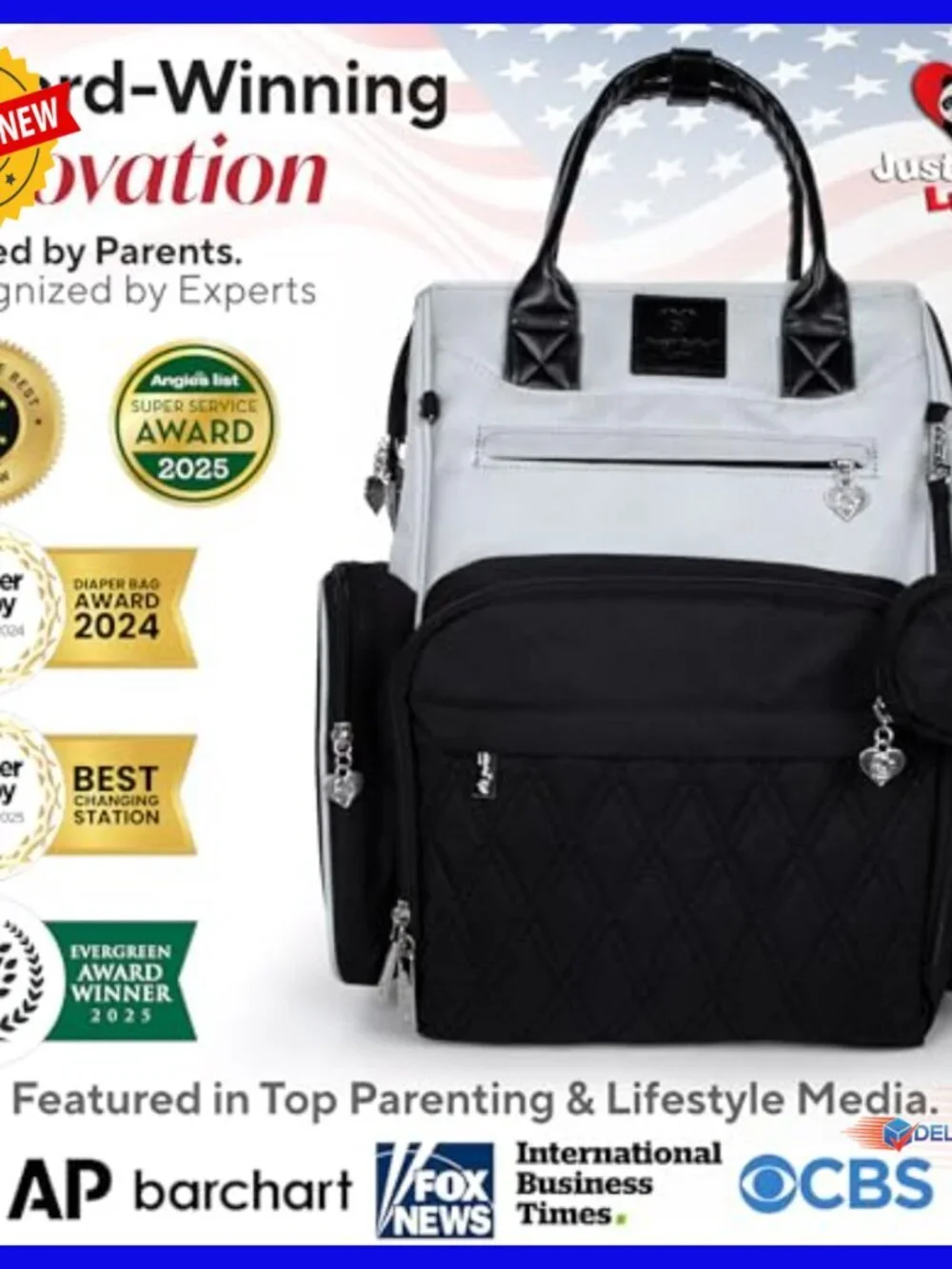 Large Waterproof Diaper Backpack with Changing Station & Bottle Warmers